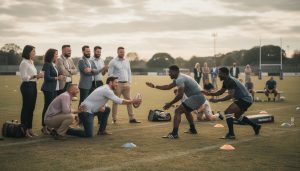 découvrez comment un entraînement de rugby anonyme devient un tremplin inédit pour ceux qui cherchent un emploi, dans ce reportage captivant.