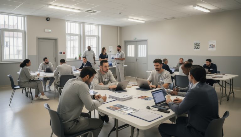 à blois, les détenus participent à un forum de l'emploi visant à faciliter leur réinsertion professionnelle et sociale.