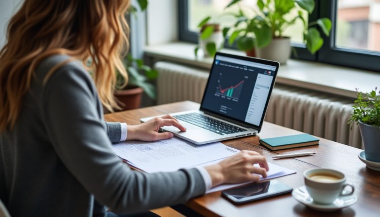 Consultant en portage salarial travaillant sur un ordinateur portable