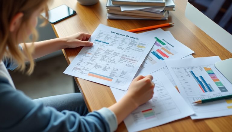 Parent consultant des documents de retraite avec un enfant à ses côtés