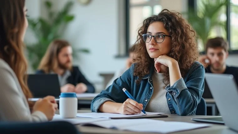 Adulte en reconversion suivant une formation professionnelle en centre de formation