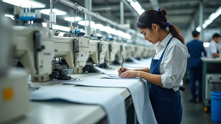 Atelier textile à l'arrêt, machines inactives pendant une période de chômage partiel